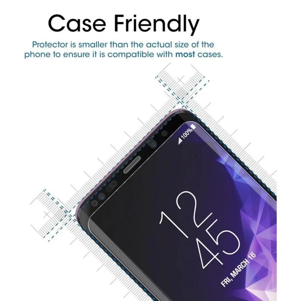 amFlim 3D Curved Glass Screen Protector for Samsung Galaxy S9 Plus - Black